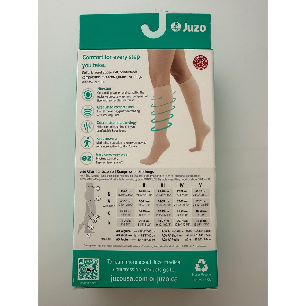 Juzo Soft Compression Stockings Thigh High 20-30mmHg Beige Open Toe Size II 2001 - Picture 3 of 5